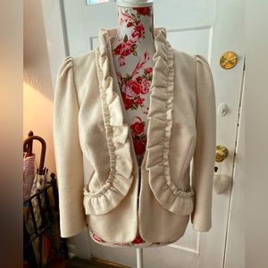 Anthropologie Elevenses wool blend ruffle blazer SZ 12